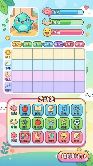 健康日程遊戲情境畫面